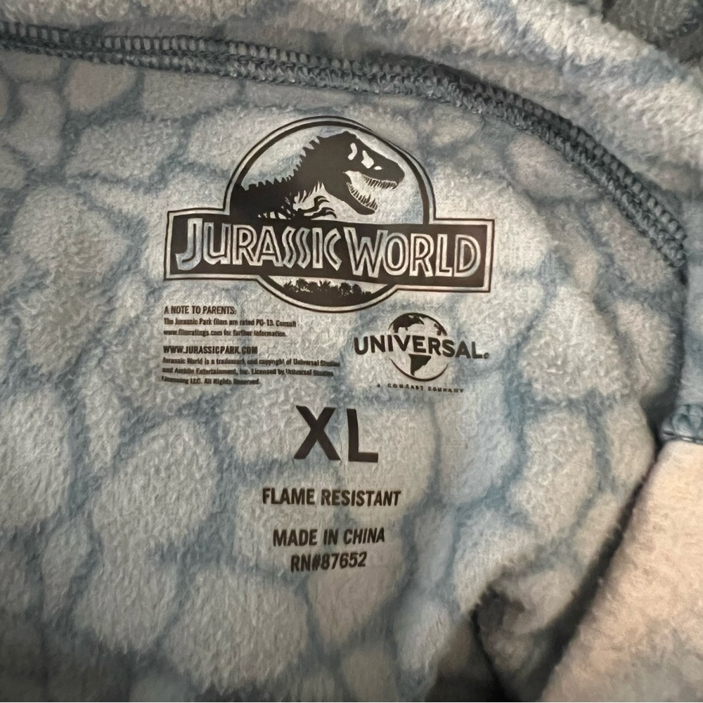 Jurassic World Kid’s One Piece‎ Raptor Pajamas XL Good Condition - Picture 4 of 9